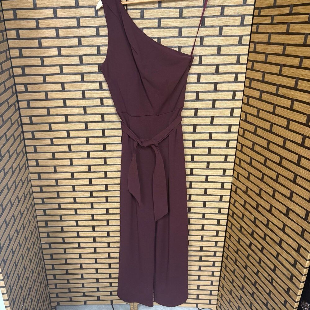 Antonio Melani Burgundy One Shoulder Jumpsuit Size 6